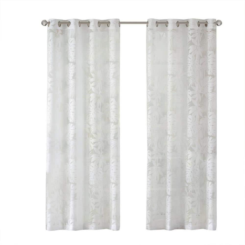 Maui White Sheer Grommet Top Window Drapes