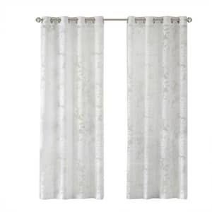 Kauna White Rayon/Polyester 50 in. W x 95 in. L Sheer Curtain (Single Panel)