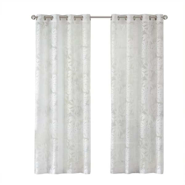 Madison Park Kauna White Rayon/Polyester 50 in. W x 95 in. L Sheer Curtain (Single Panel)