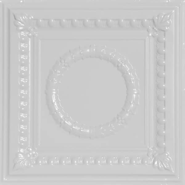 FROM PLAIN TO BEAUTIFUL IN HOURS Victory 2 ft. x 2 ft. Nail Up Tin Ceiling Tiles Surface Mount White (48 sq. ft./case)