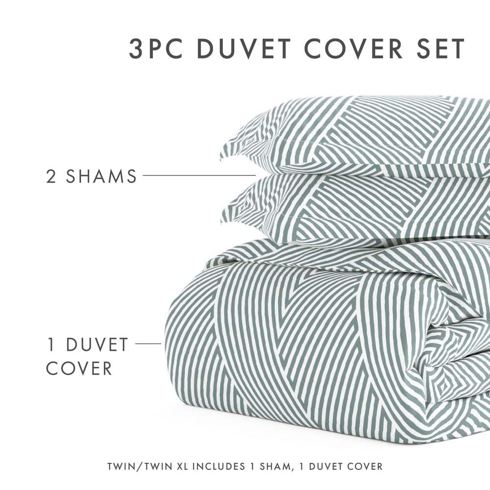 Light Blue Modern Diagonal Pattern Full/Queen Duvet Cover Set