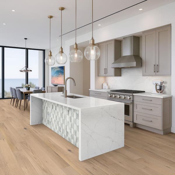 Beach Buff Oak 0.28 in. x 6.5 in. Waterproof Wire Brushed Engineered Hardwood Flooring (21.67 sq. ft./case)