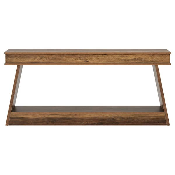 TRIBESIGNS WAY TO ORIGIN Benjamin 70.87-Inch. Brown Rectangle Wood Console Table Behind Sofa Entryway Couch Accent Pattern Wall Table Home Office