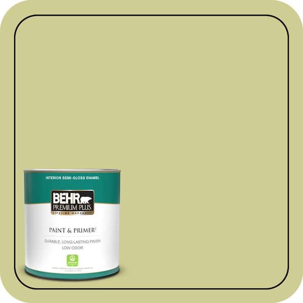 BEHR PREMIUM PLUS 1 qt. #M340-4 Wasabi Semi-Gloss Enamel Low Odor Interior Paint & Primer