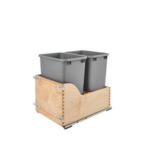 20.38 in. H x 15 in. W x 21.75 in. D Double 35 Qt. Pull-Out Bottom Mount Wood and Silver Waste Container Drawer