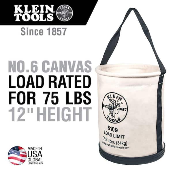 min Specialist verraad Klein Tools Canvas Bucket, Wide-Opening, Straight-Wall, Molded Bottom,  12-Inch 5109 - The Home Depot