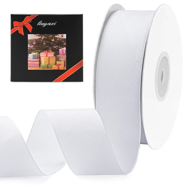 2 in. x 50 Yards Solid White Grosgrain Ribbon, Perfect for Crafts, Wedding Decor, DIY Hair Accessories