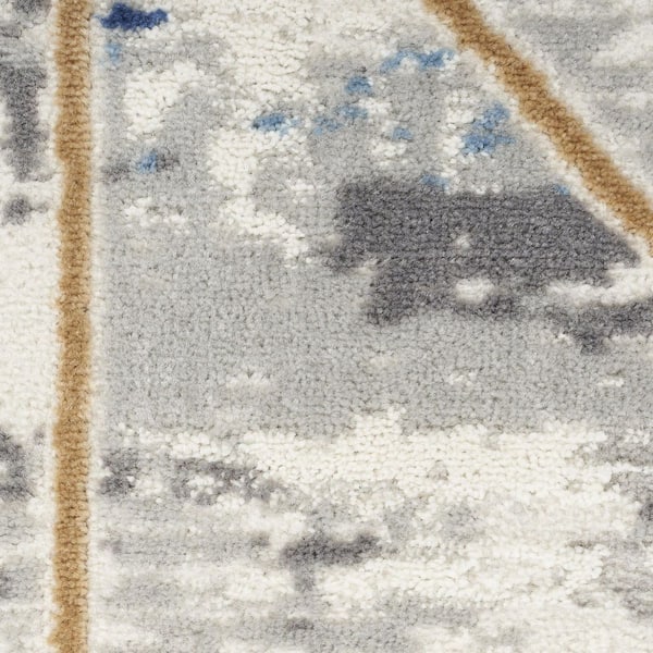 HomeRoots 5 ft. x 7 ft. Ivory Blue and Gray Abstract Non Skid Area Rug ...