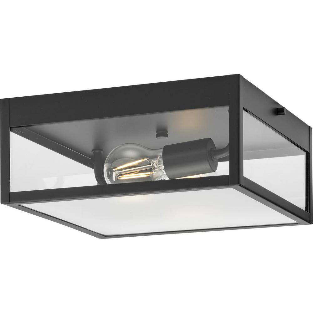 Parrish Matte Black Glass Outdoor Flush Mount Light