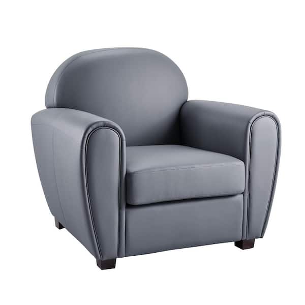 Lucky-Angel Achelous Gray Faux Leather Accent Arm Chair