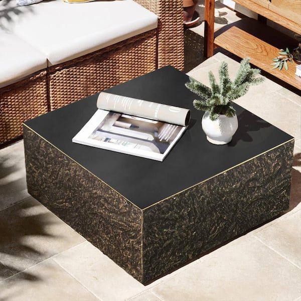 28 in. Outdoor Square Magnesium Oxide Coffee Table in Vintage Bronze