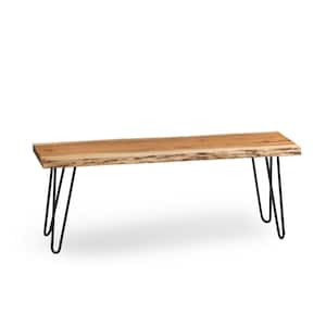 Hairpin Natural Live Edge Wood with Metal 48 in. Dining Bench