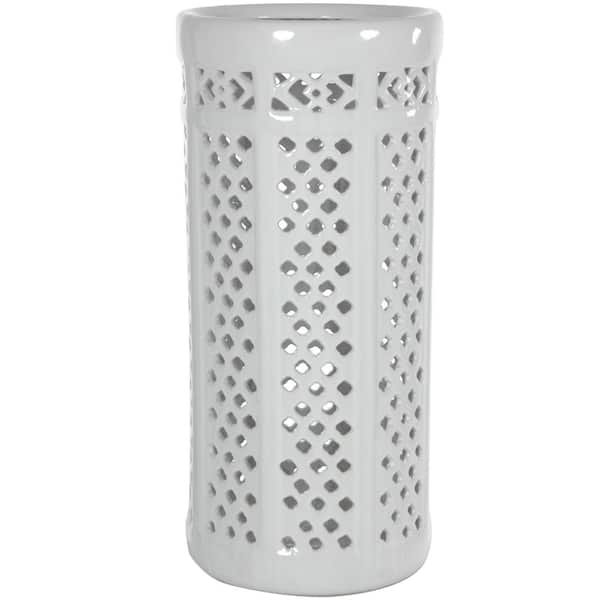 Oriental Furniture 17.5 in. Porcelain Decorative Vase in White