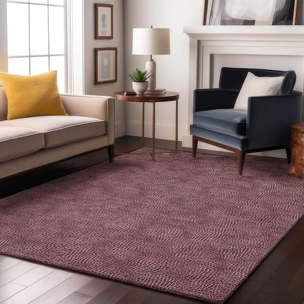 Mayfield Premium Machine Washable Abstract AMF1057 Eggplant 8 ft. x 10 ft. Area Rug