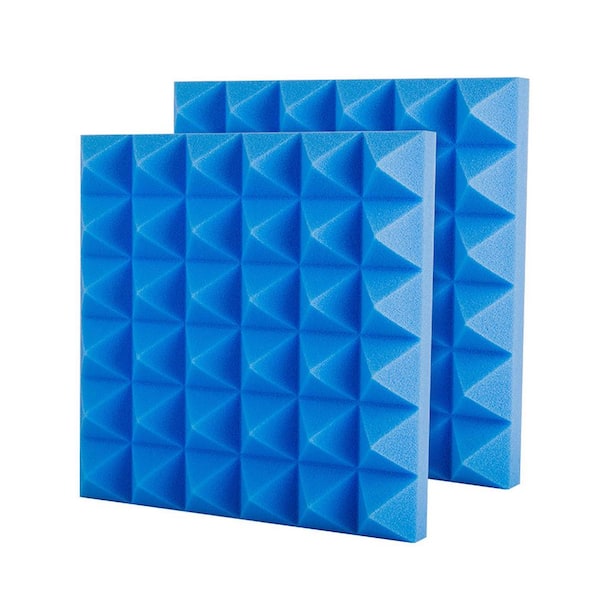 Wellco 1 ft. x 1 ft. x 2 in. Sound Absorbing Panels Blue Echo Noise Absorbing Foam for Recording Studio (12-Pack)