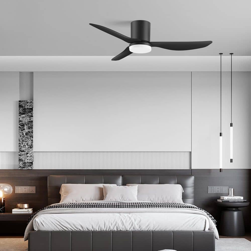 42 in. Smart Black Flush Mount Outdoor Indoor Ceiling Fan with LED Lights Remote/Voice/App Control Color Change Dimmable price history on PriceWatchPro
