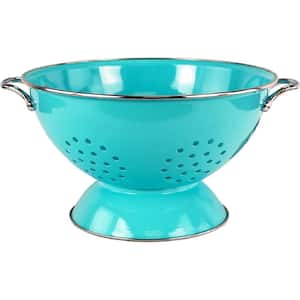 5 qt. Metal Powder Coated Enameled Will Never Flake or Discolor Colander in Blue Suitable for Both Hot and Cold Prep