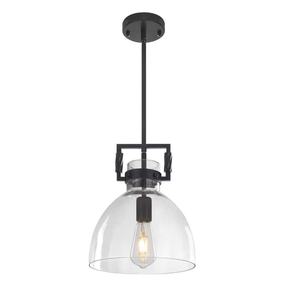 1-Light Matte Black Industrial Pendant with Clear Dome Glass Shade, Adjustable Rod for Kitchen Island price history on PriceWatchPro
