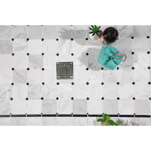 Transolid Pre-Tiled 60 in. L x 36 in. W Alcove Shower Pan Base with  Right-Hand Drain in Off-White Hexagon FPT6036R-HO - The Home Depot