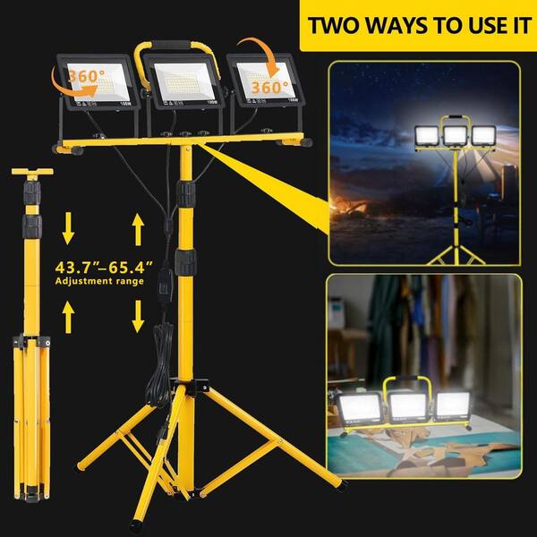 32000 Lumen LED Work Light Floodlight Tripod Plug-In AC Power 3