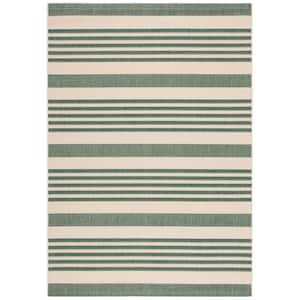 Courtyard Beige/Dark Green Doormat 3 ft. x 5 ft. Striped Indoor/Outdoor Area Rug