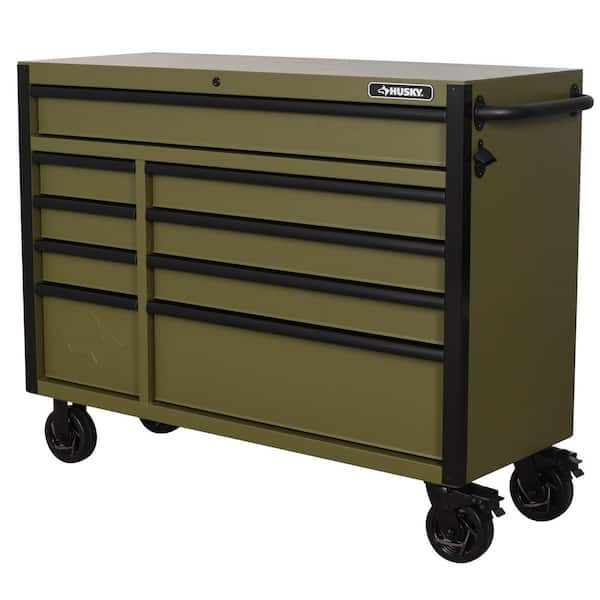 Heavy Duty 52 in. W 9-Drawer Matte Army Green Rolling Tool Cabinet
