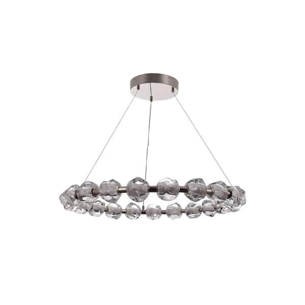 Jackie 15 Light Polished Nickel Finish Globe Circle Chandelier/Pendant for Foyer/Living/Dining Rooms w/ Integrated LED