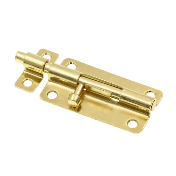 Door and Gate, Slide Barrel Bolt Latch 4 inch with Screws, Brass Plated (Single Pack)