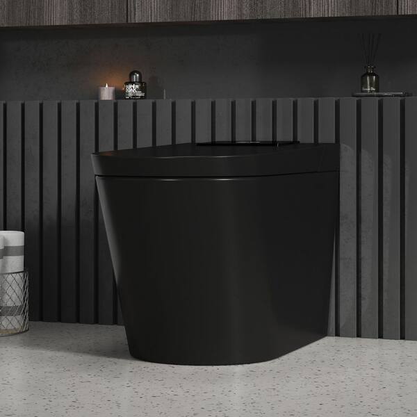 M-G Elongated Smart Toilet 1.34 GPF in Black with Auto Open/Close/Flush, Heated Seat, Foot Sensor, Deodorization and SPA