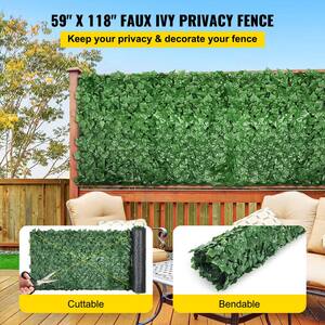 59 in. x 118 in. Faux Leaf Artificial Hedges 3-Layers Greenery Leaves Panel Ivy Privacy Fence Screen for Garden