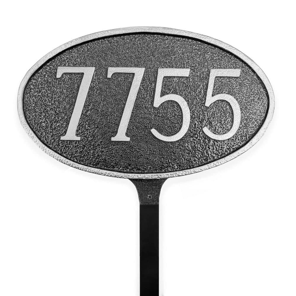 Classic Oval Small Address Sign Plaque with Lawn Stake - Swedish Iron/Silver price history on PriceWatchPro
