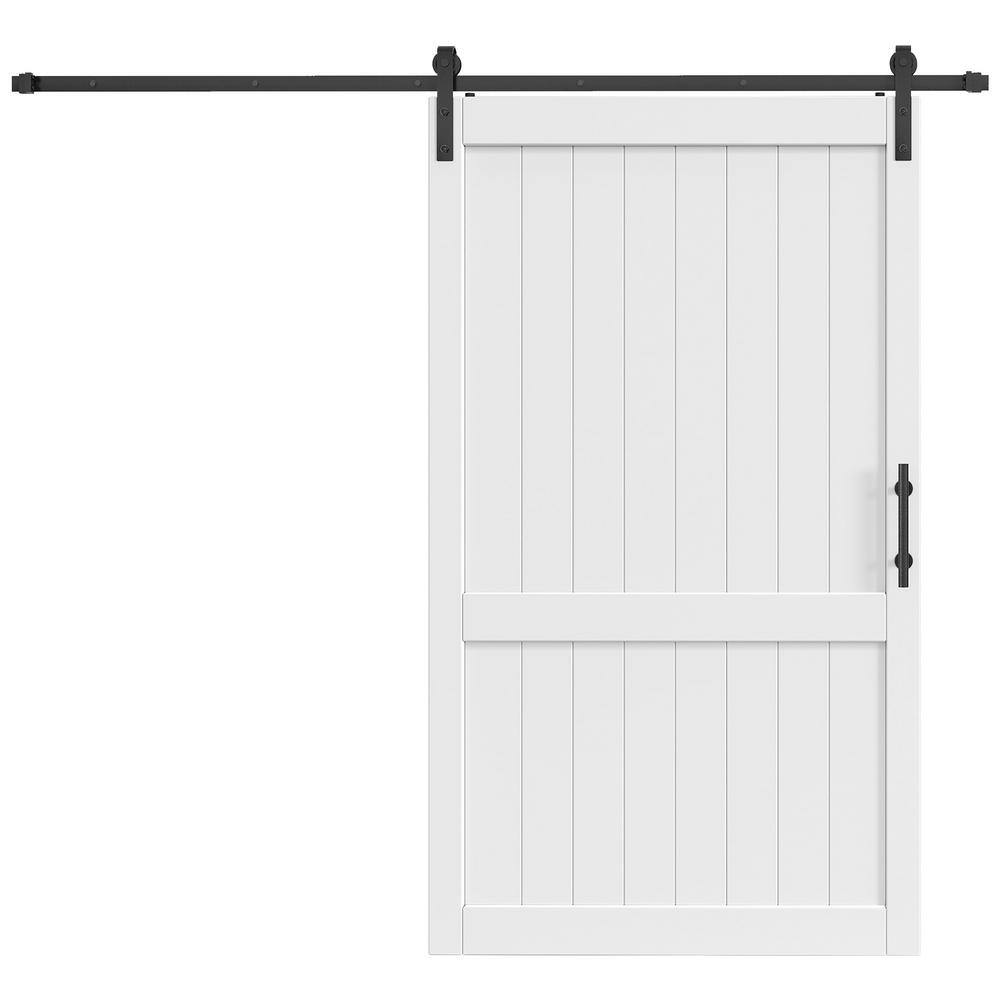 easelife 48 in. x 84 in. White DH Shape MDF Sliding Barn Door with ...