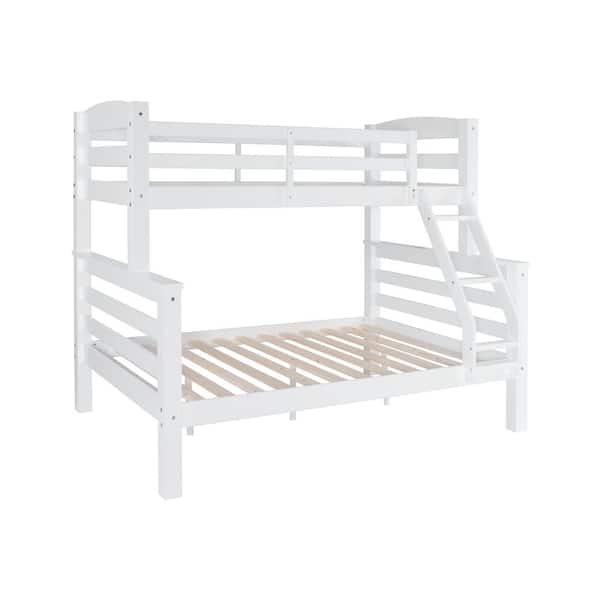 Linon Home Decor Sanders White Twin Over Full Bunk Bed with Heavy Duty Slats