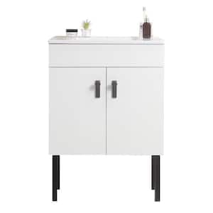 Victoria 24 in. W x 18 in. D x 23 in. H Freestanding Single Sink Bath Vanity in White with Solid Wood and Ceramic Top