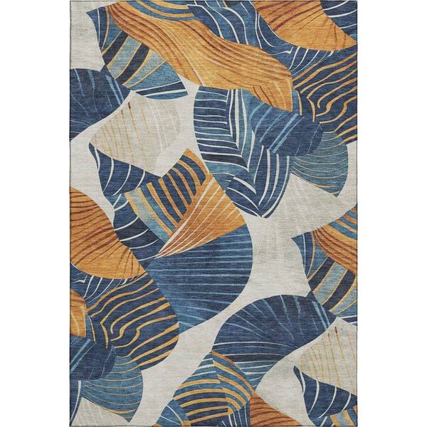 Mayfield Premium Machine Washable Abstract AMF2220 Navy 3 ft. x 4 ft. Area Rug