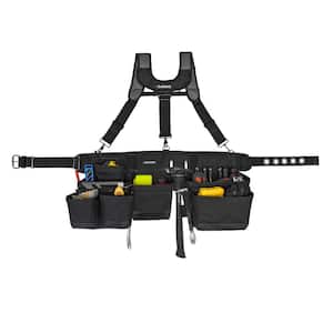 3-Bag 17 Pocket Black Framer's Suspension Rig Work Tool Belt with Suspenders
