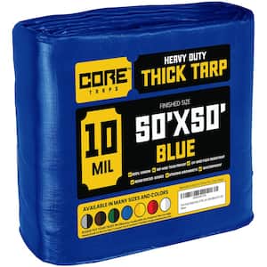 50 ft. x 50 ft. Blue 10 Mil Heavy Duty Polyethylene Tarp, Waterproof, UV Resistant, Rip and Tear Proof