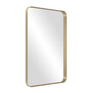 18 in. x 28 in. Gold Modern Rectangle Framed Metal Wall Decorative Mirror