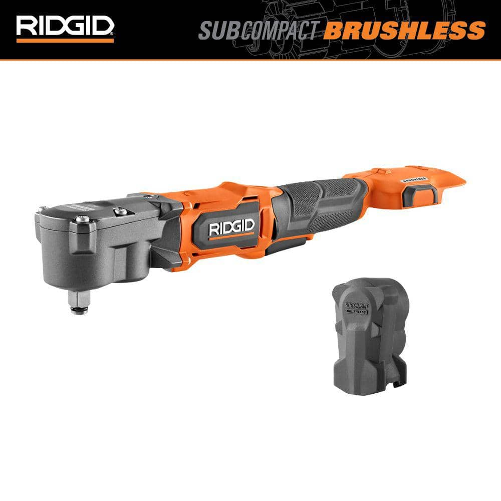 18V Brushless Cordless SubCompact 1/2 in. Right Angle Impact Wrench with Protective Boot (Tool Only) -  RIDGID, R8721AC13B06