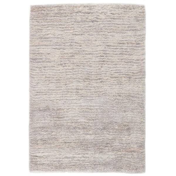 Jaipur Living Sunil Shag Light Gray/Cream 7 ft. 6 in. x 9 ft. 6 in. Stripes Area Rug