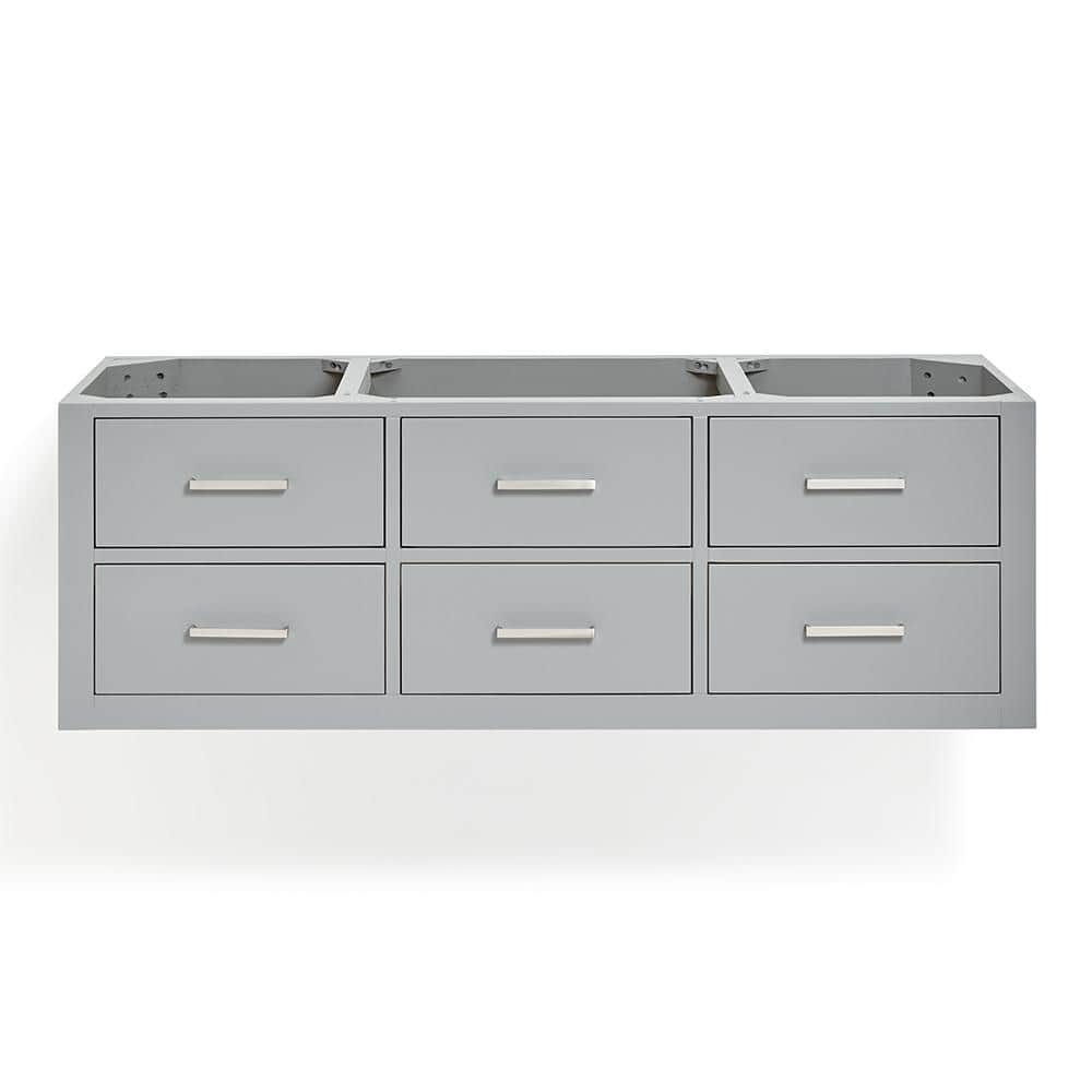 54" Gray Solid Hardwood Wall-Mounted Single Vanity Base