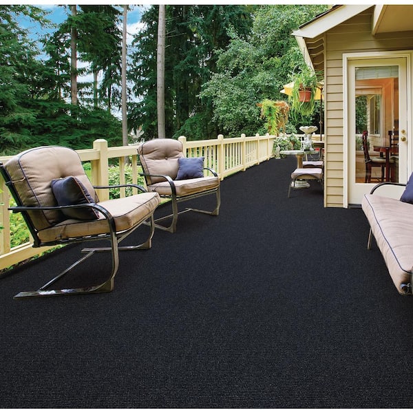 Elevations Ocean Blue 6 ft. SD Polyester Ribbed Texture Indoor/Outdoor Needlepunch Carpet