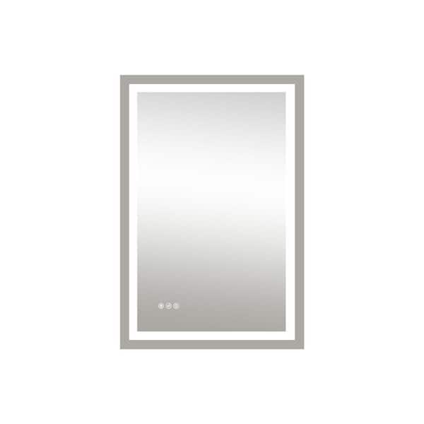 Unbranded 24 in. W x 36 in. H Rectangular Framless Anti-Fog Dimmable LED Mirror with Front and Backlight