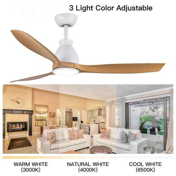 Jushua 52 in. Indoor Matte White LED Downrod Mount Standard