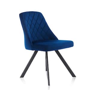 Yadira Blue Velvet Accent Chair with Diamond Stitch Pattern (Set of 2)