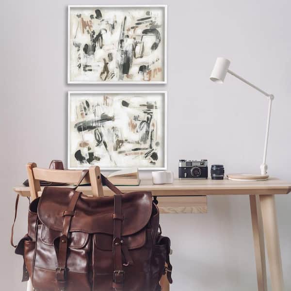 Neutral Earth Tones Abstraction by June Erica Vess 2 Piece White Framed Abstract Giclee Art Print 24 in. x 30 in.