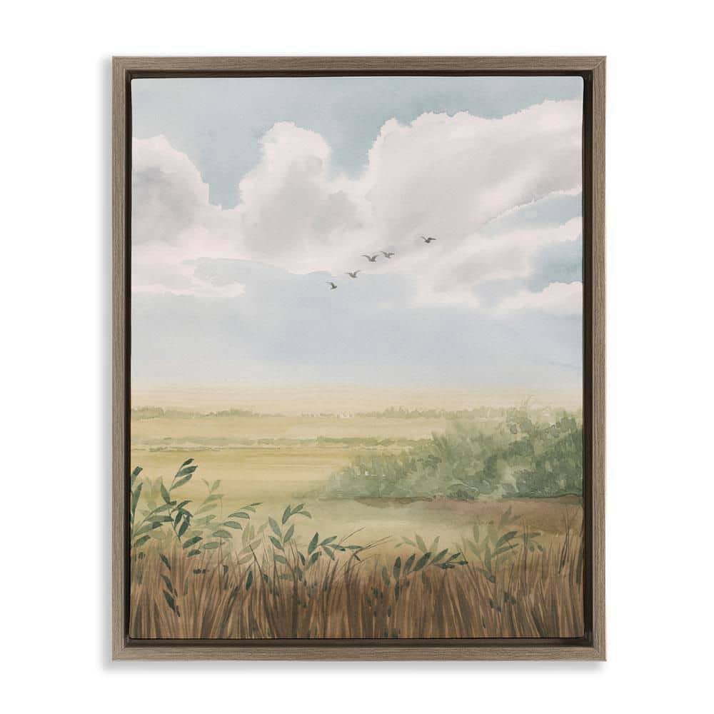 Birds Flying over Countryside by Grace Popp Brown Floater Frame Nature Graphic Art Print 31 in. x 25 in. price history on PriceWatchPro