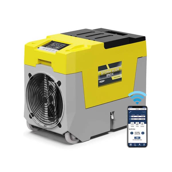 180 pt. 2300 Sq. Ft. Bucket Less Commercial Dehumidifier in. Yellows/Golds with built-in pump.