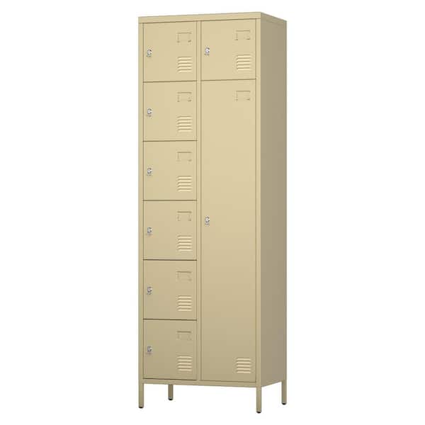Kaikeeqli 24 in. W x 72 in. H x 16 in. D Steel Locker, Metal Composite Cabinets, Freestanding Cabinet with Hooks in Camel