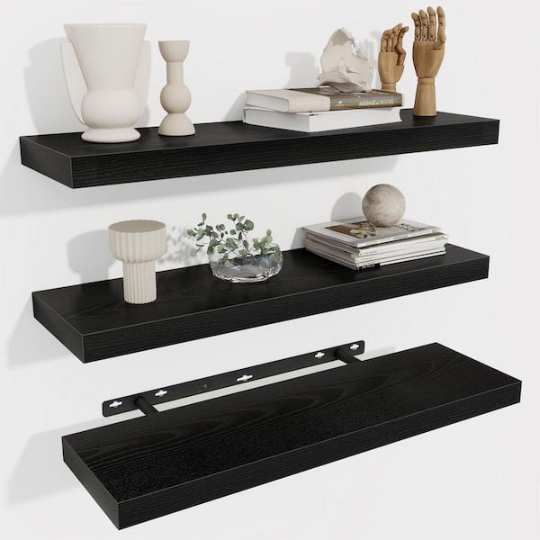 2-Pack Floating Shelf Series 36 in. W x 4.7 in. D Black Engineered 